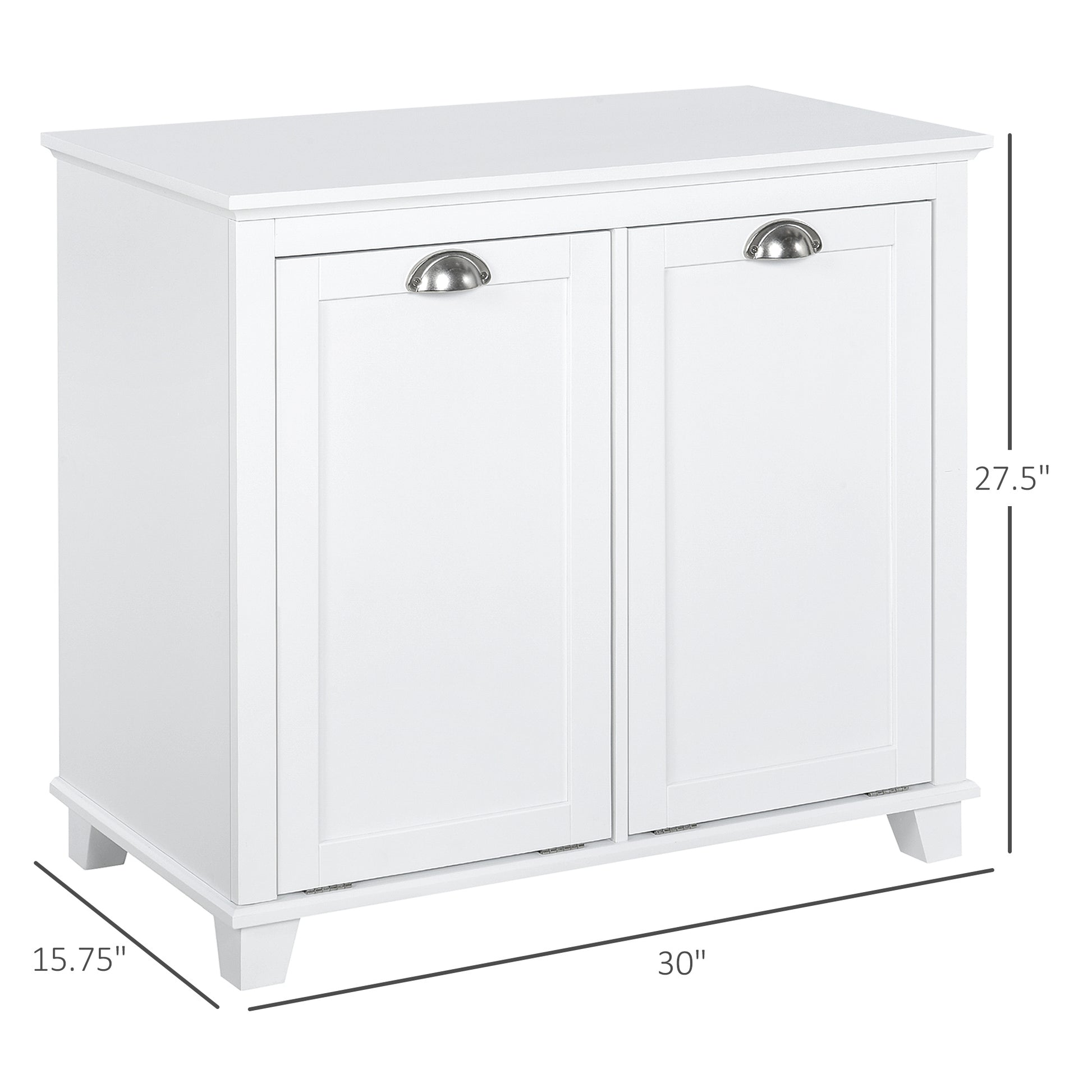 Homcom Tilt Out Laundry Sorter Bathroom Cabinet, White White Mdf