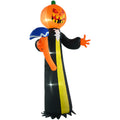 Outsunny 10Ft Inflatable Halloween Pumpkin Head Ghost With Hammer, Blow Up Halloween Decoration Outdoor Led Yard Display, Waterproof Black Polyester