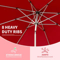 9Ft Patio Umbrella, Outdoor Table Umbrella With Push Button Tilt And Crank, Uv Protection Waterproof Market Sun Umbrella With 8 Sturdy Ribs For Garden, Deck, Backyard, Pool Brick Red Brick Red Round Uv Resistant Umbrellas Aluminium