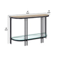 Ley 47 Inch Wood Sideboard Console Sofa Table, Industrial Design, Oak Brown Glass Metal