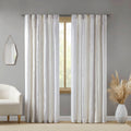 2Pk Poly Printed Curtain Panel With Tufted Stripe White Taupe 2 Pk 50X84