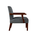 Fabric Accent Arm Chair Set Of 2 With Round Wood Table Grey Fabric