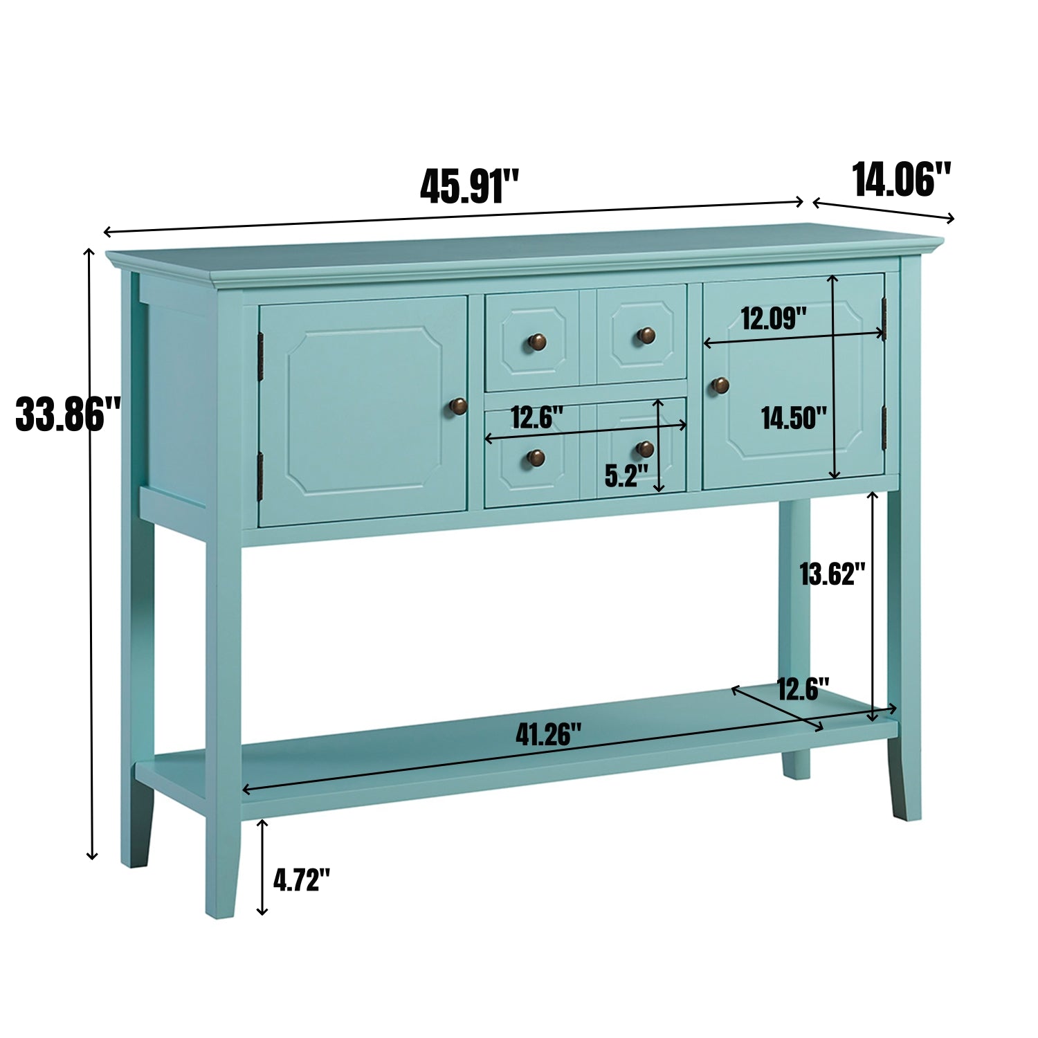 Sideboard Buffet Cabinet, Kitchen Buffet Storage Cabinet With Doors, Entryway Table Console Cabinet For Entryway Living Room, Aqua Green Old No:W1003138674 Teal Dining Room Adjustabel Shelves Mdf