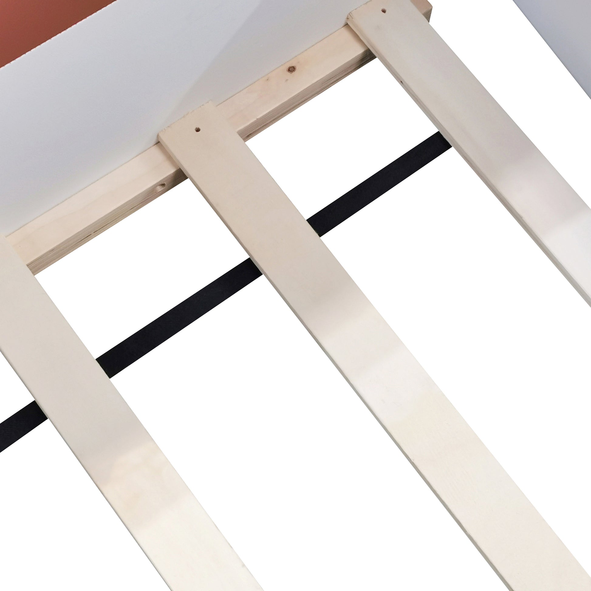 Queen Size Upholstered Daybed Frame With Fence And Stairs, Brown White Queen Brown White Mdf Lvl