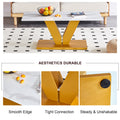 Modern Minimalist Coffee Table. Tempered Glass With Stickers Tabletop,Golden Mdf Pillars. Suitable For Living Room And Dining Room Gold Mdf Glass