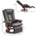 Homcom Manual Swivel Recliner Chair, Pu Leather Reclining Chair With Footrest For Living Room, Brown Brown Pu Leather