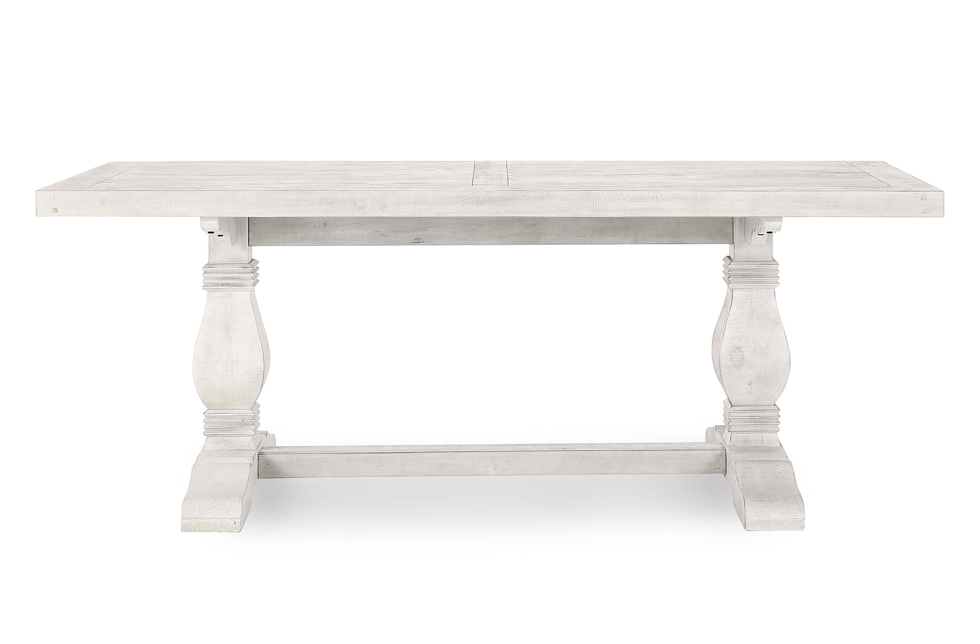 Caleb 78" Dining Table Distressed Ivory Antique White Pine