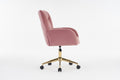 005 Velvet Fabric 360 Swivel Home Office Chair With Gold Metal Base And Universal Wheels,Pink Solid Pink Office Sponge Wipe Clean Modern Office Chairs Tufted Back Foam Swivel Velvet