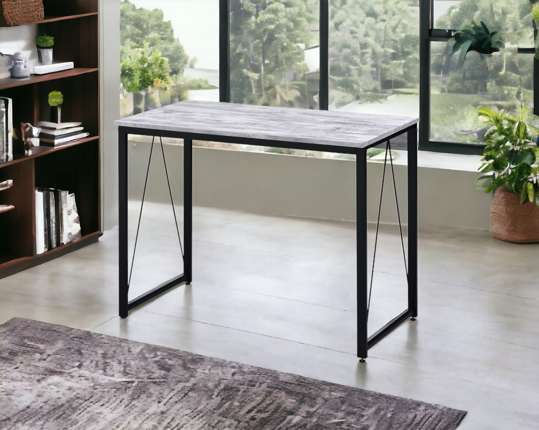 Zaidin Antique White& Black Finish Writing Desk White Black Synthetic Wood