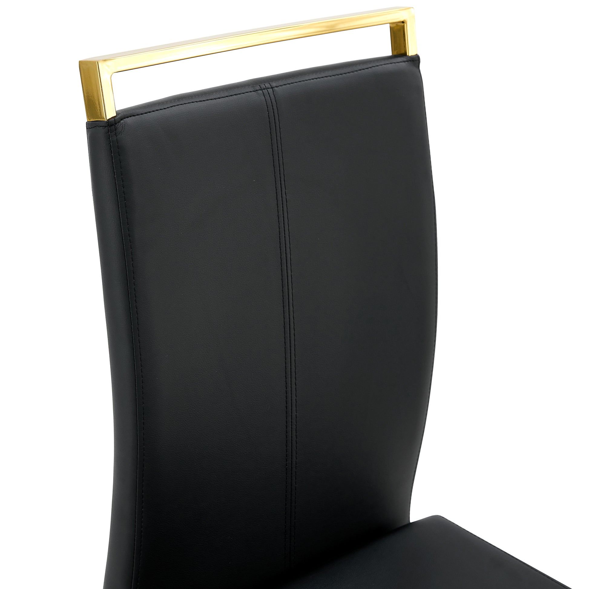 Table And Chair Set,Modern Minimalist Rectangular Dining Table, 0.4 Inch Thick, With A Black Imitation Marble Pattern Glass Desktop And Black Mdf Legs. Comfortable Pu Seats,Perfect For Dinner, Meet Black Seats 4 Mdf Glass