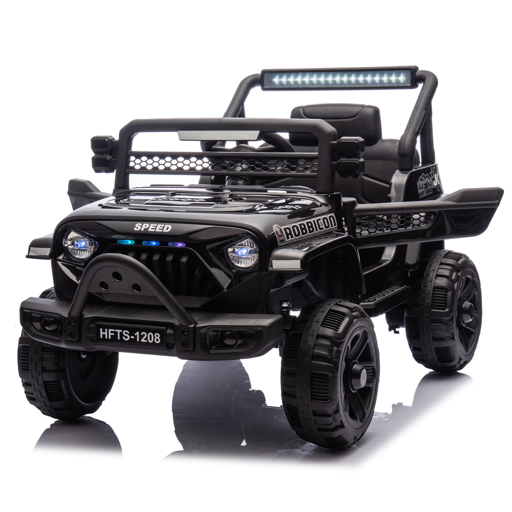 12V Kids Ride On Electric Truck Car W Parents Control,2Wd,Four Wheel Suspension,Early Education Function,Adjustable Volume,Usb,Mp3,Bluetooth,Microphone Jack,Power Display,Led Lights For Kids Aged 3. Black Polypropylene