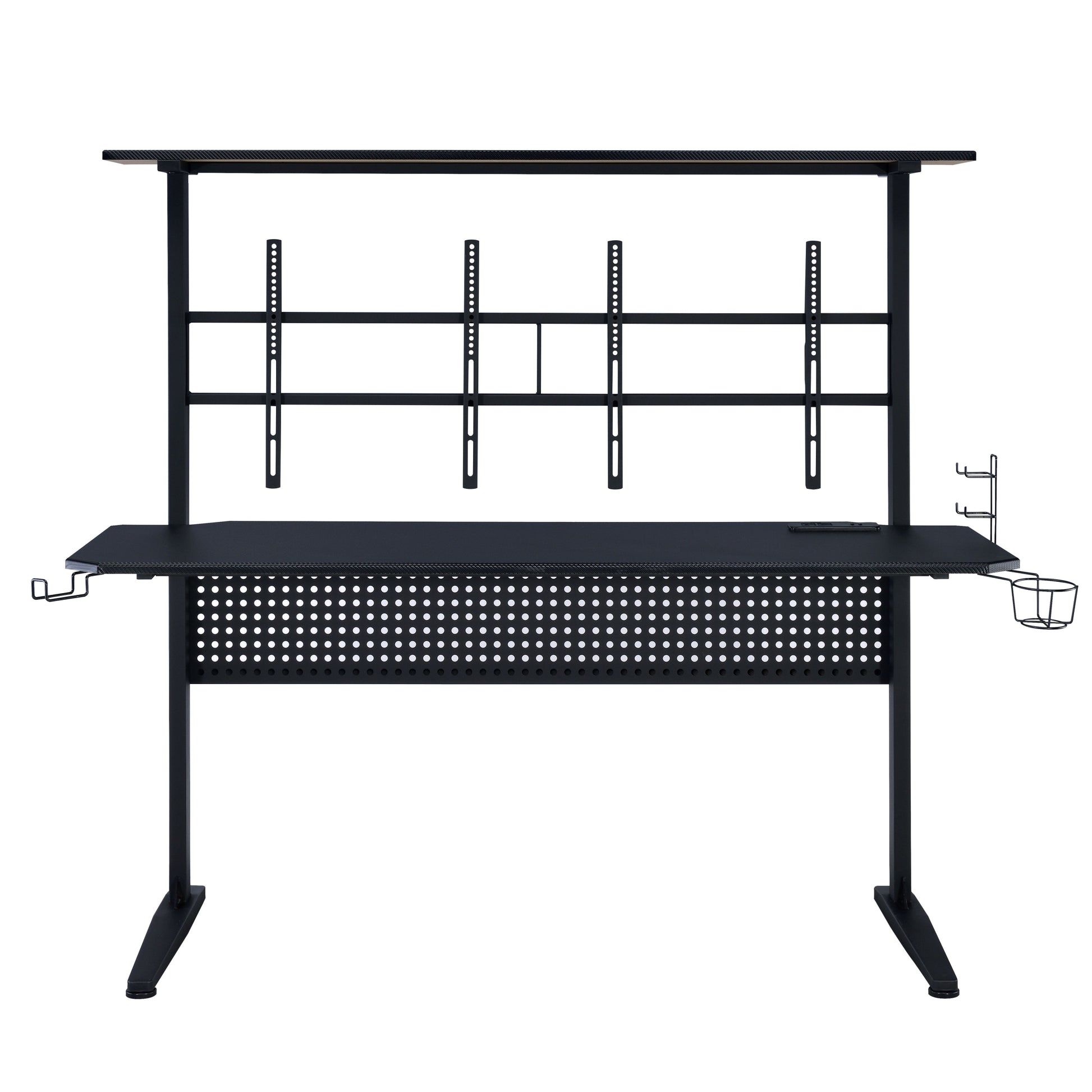 Black Gaming Desk With Led Light Black Primary Living Space Industrial Paper Composite