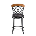 1Pc Counter Height Swivel Chair Faux Leather Upholstered Black Metal Frame Dining Furniture Black Dining Room Metal