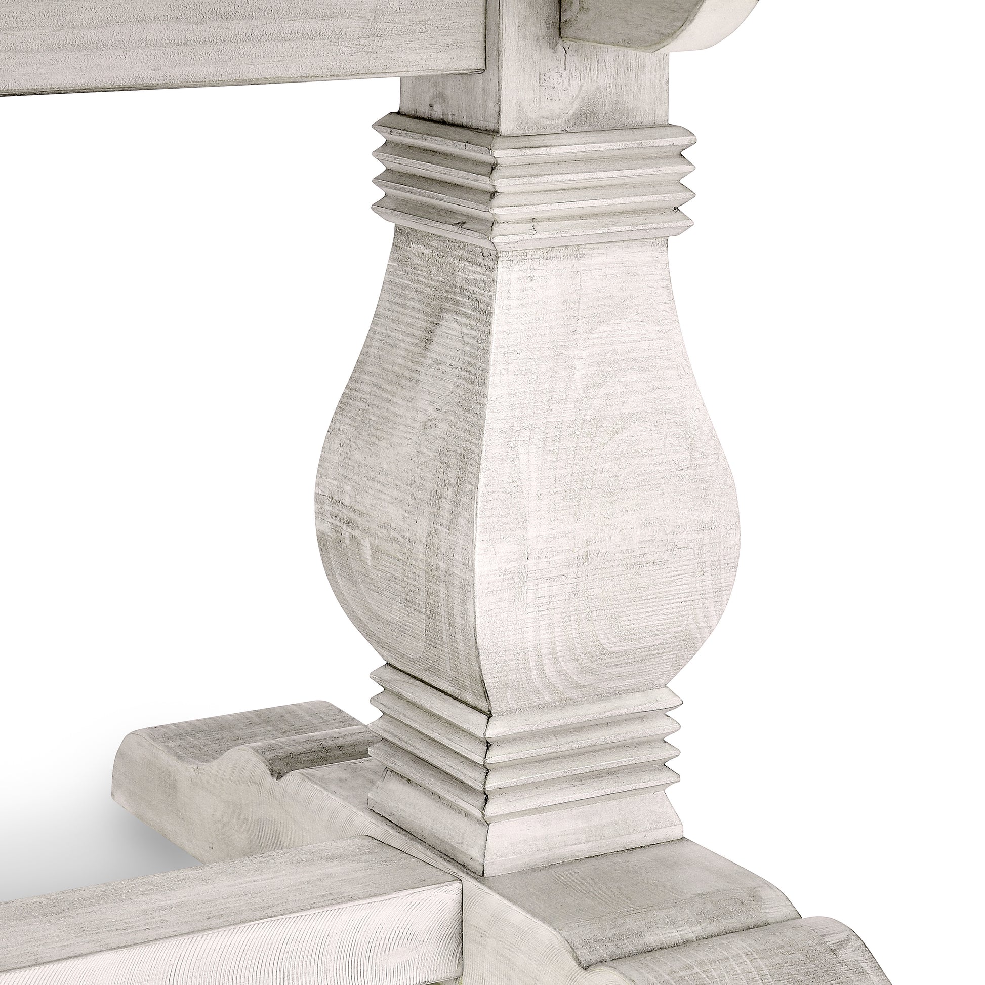 Caleb 94" Dining Table Distressed Ivory Antique White Pine