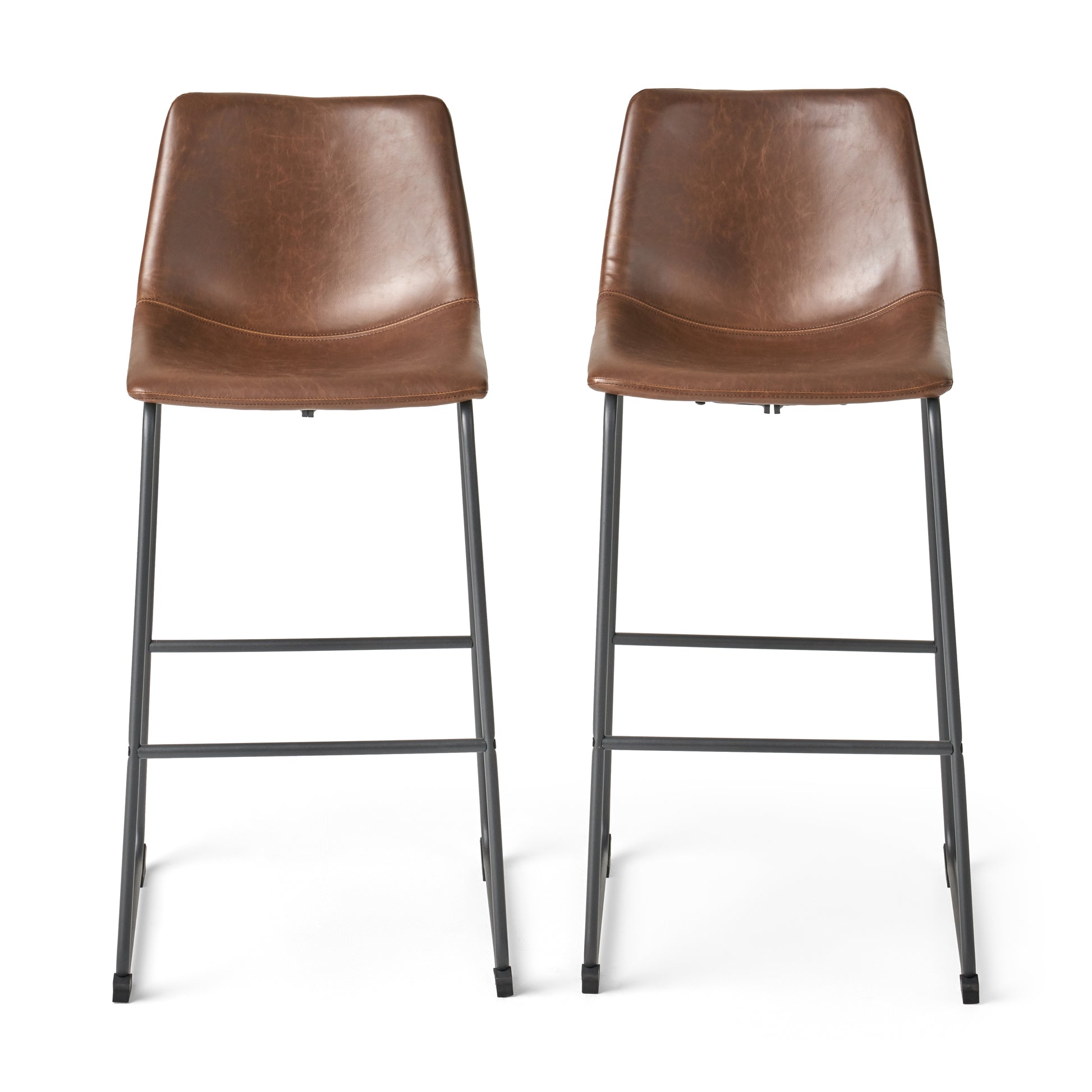 Set Of 2 30" Cedric Faux Leather Barstool Vintage Brown Brown Pu