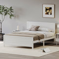 Wood Platform Bed Frame With Headboard, Mattress Foundation With Wood Slat Support, No Box Spring Needed, Queen Size, White Box Spring Not Required Queen White Wood Solid Wood Mdf