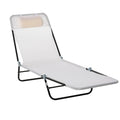 Outsunny Folding Chaise Lounge Chair, Pool Sun Tanning Chair, Outdoor Lounge Chair With Reclining Back,Mesh Seat, Headrest For Beach, Yard, Patio, Cream White Cream White Steel