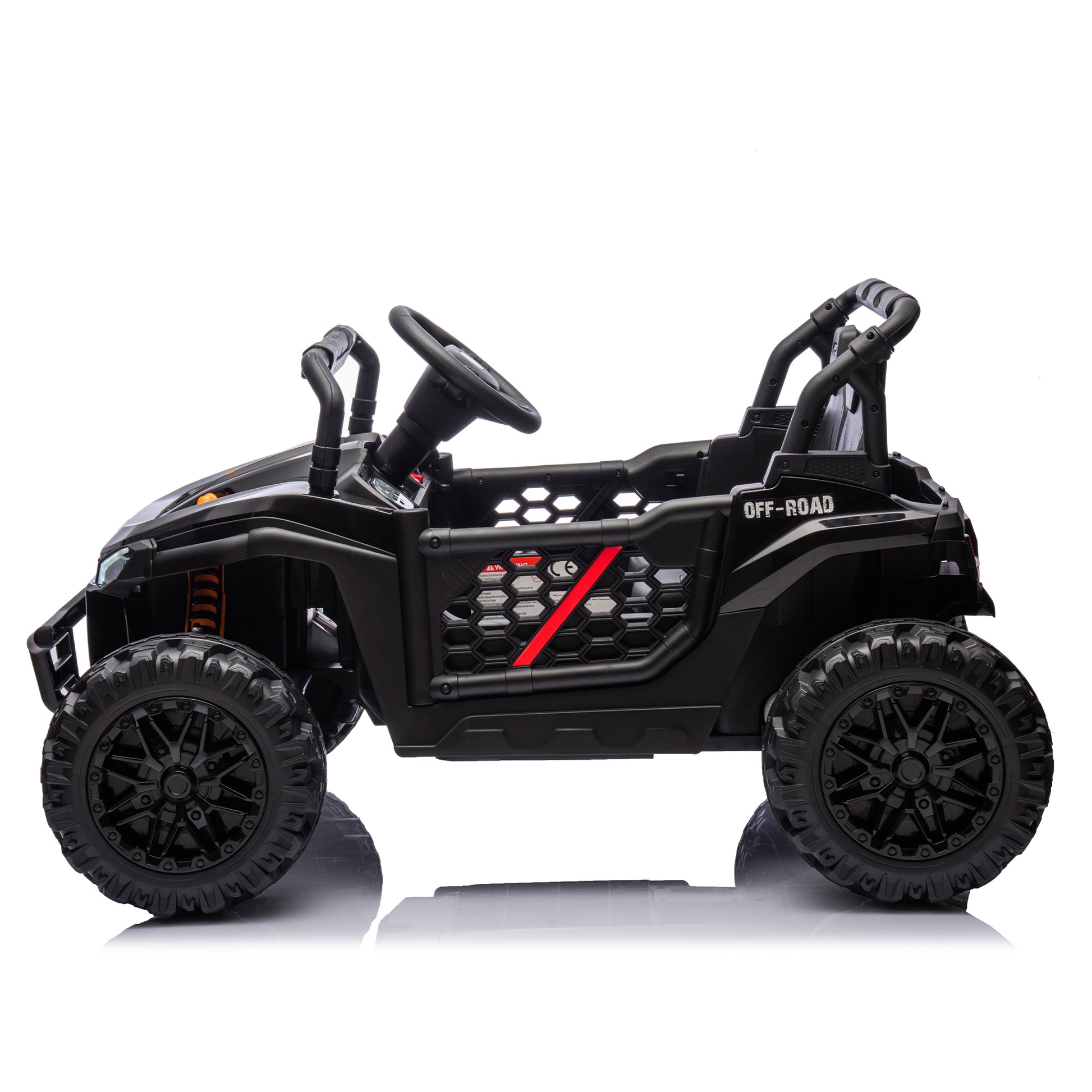 24V Kids Ride On Utv,Electric Toy For Kids W Parents Remote Control,Four Wheel Suspension,Low Start,Adjustable Speed,Multimedia Player,Early Education,Bluetooth,Rear Storage Space For Kids Aged 3 . Black 50 99 Lbs Polypropylene