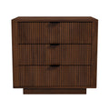 Lola Walnut Nightstand 3 Drawer Brown,Walnut,Wood Brown 3 Drawers Bedroom Bedside Cabinet Mid Century Modern Solid Wood Walnut Finish Solid Wood