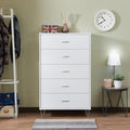 White 5 Drawer Chest With Single Handles White Bedroom Contemporary Particle Board Mdf