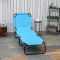 Outsunny Folding Chaise Lounge Pool Chairs, Outdoor Sun Tanning Chairs With 5 Level Reclining Back, Steel Frame For Beach, Yard, Patio, Sky Blue Blue Steel