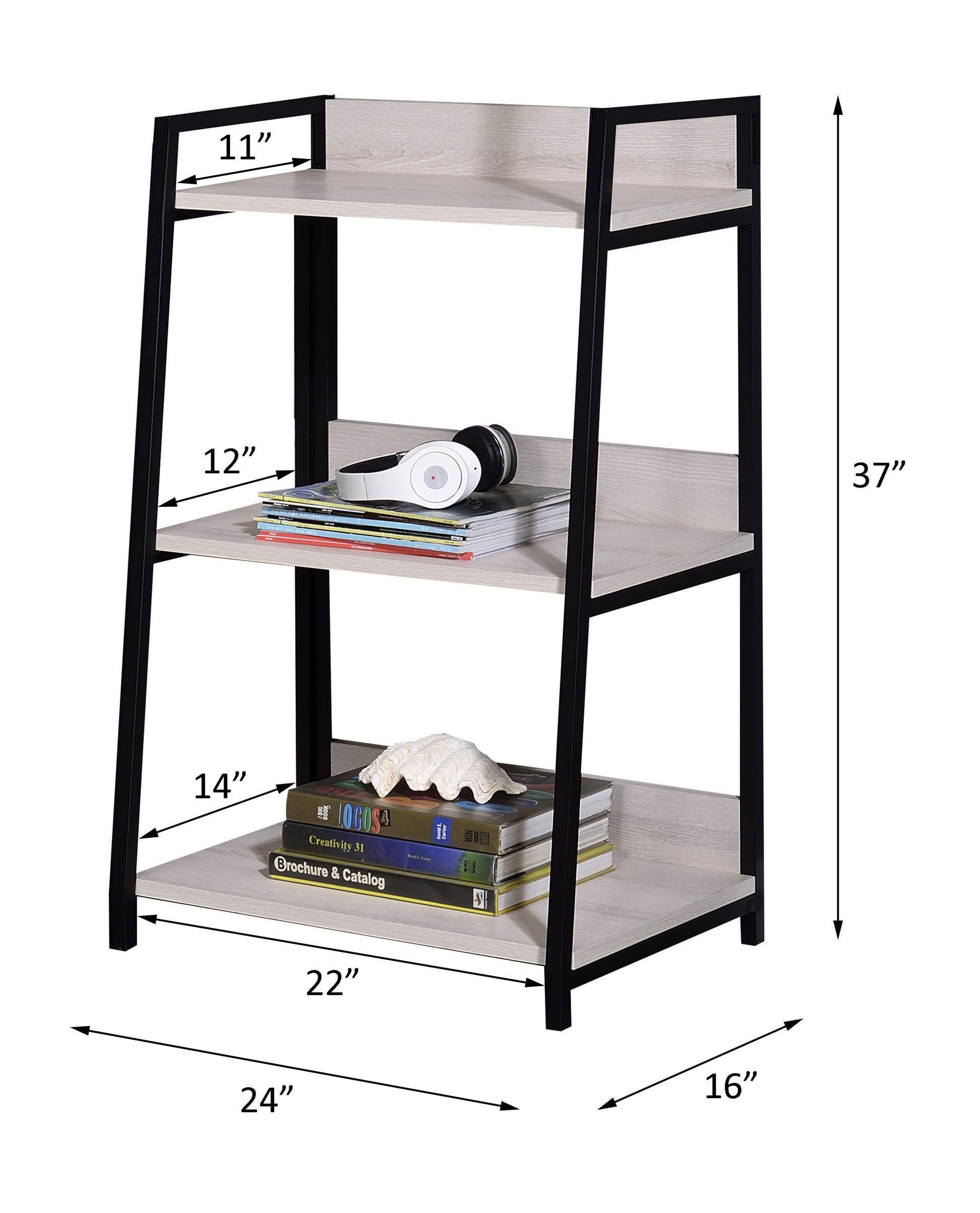 Wendral Natural & Black Finish Bookshelf Black,Natural Metal,Synthetic Wood