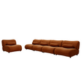 Modern Modular Chenille Sofa Set, 5 Pieces Living Room Couch With 70 Reclined Backrest & Cylindrical Pillows, Rust Orange Upholstery, Sectional Sofa For Large Spaces, Home & Office Orange Chenille 5