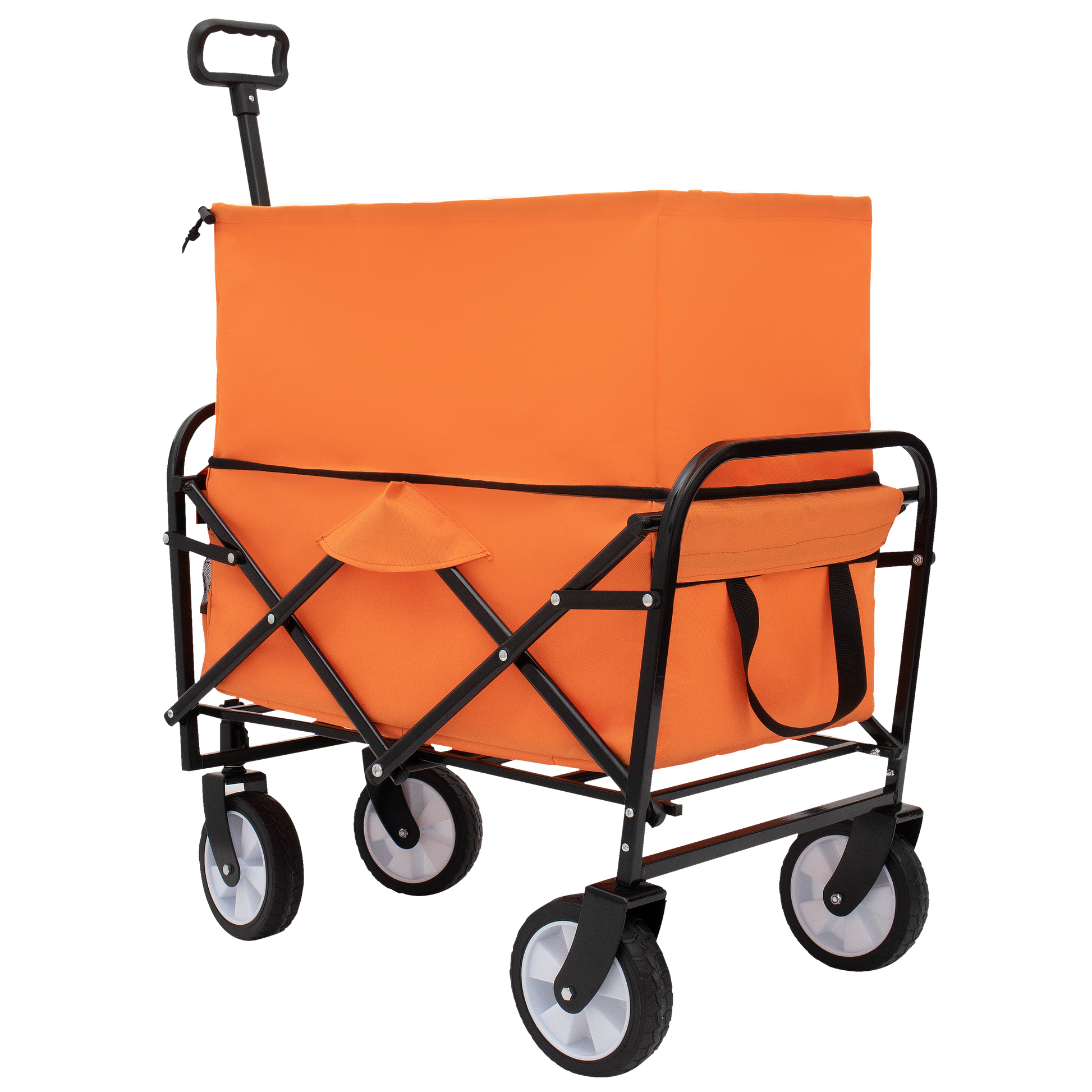 Minimeetall Strap Collapsible Foldable Wagon Cart Beach Wagon Heavy Duty Utility Cart Utility Wagon Grocery Cart For For Camping Shopping Sports Gardeing Fishing Supports 225Lbs Orange Orange Steel
