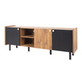 Mid Century Tv Stand With 3 Cabinets, Media Console Table For Tvs Up To 70'', Entertainment Center With Storage For Living Room, Bedroom, Home Theatre Black Brown Primary Living Space 60 69 Inches
