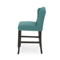 Vienna Contemporary Fabric Tufted Wingback 27 Inch Counter Stools, Set Of 2, Teal And Dark Brown Teal Fabric