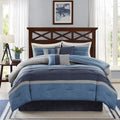 7 Piece Microsuede Comforter Set Navy King King Navy Polyester