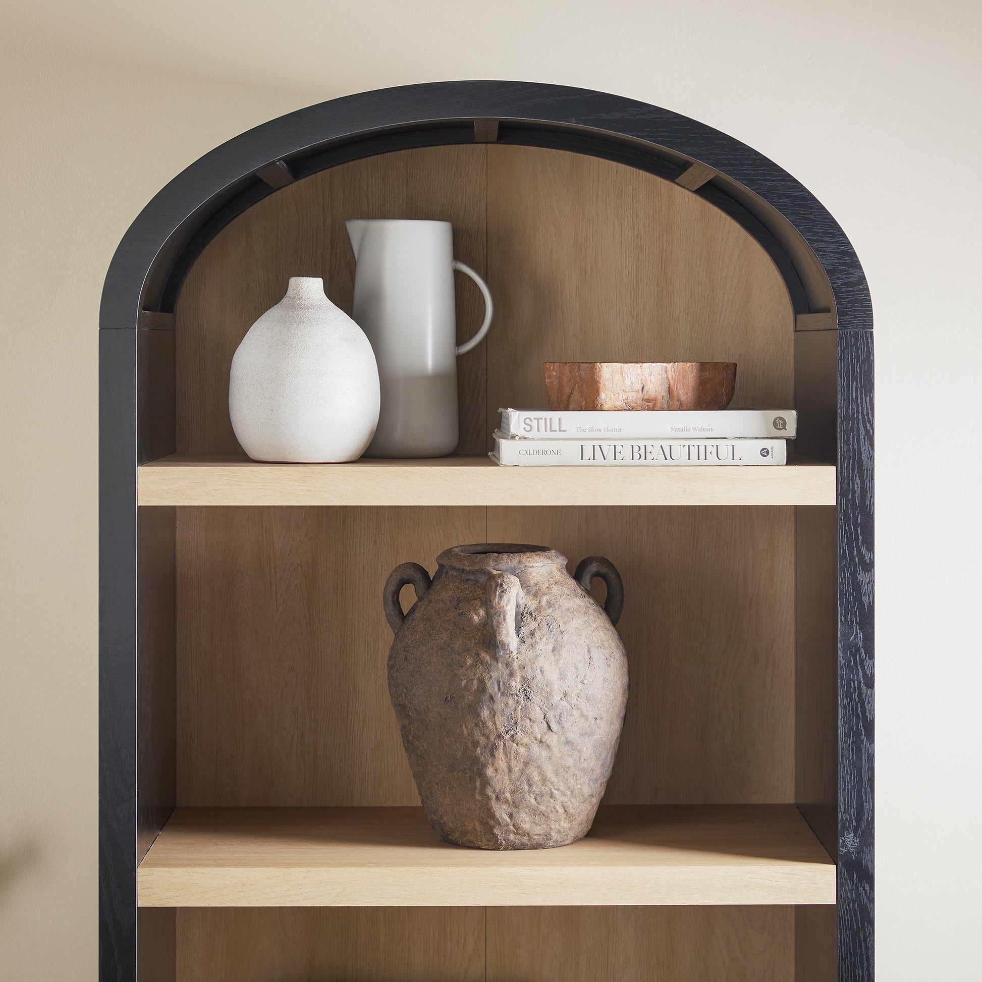 Modern 5 Shelf Open Arched Bookshelf Black Black Mdf Mdf