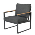 Outdoor 4 Pieces Furniture Sets Modern Aluminum Patio Conversation Sets Sofa W Blue Cushion Faux Wood Grain Frame Coffee Table For Garden Courtyard Poolside Yes Dining Set Grey Weather Resistant Frame Water Resistant Cushion Garden & Outdoor Modern