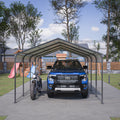 12X20 Ft Metal Carport, Outdoor Car Shelter All Weather, Heavy Duty Outdoor Galvanized Car Shelter For Car Boat Truck And Suvs Black Anthracite Metal