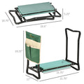 Outsunny Garden Kneeler Seat Stool Bench Kneeling Pad And 1 Large Side Tool Pouch & Easy Folding Design For Transport & Storage Green Steel