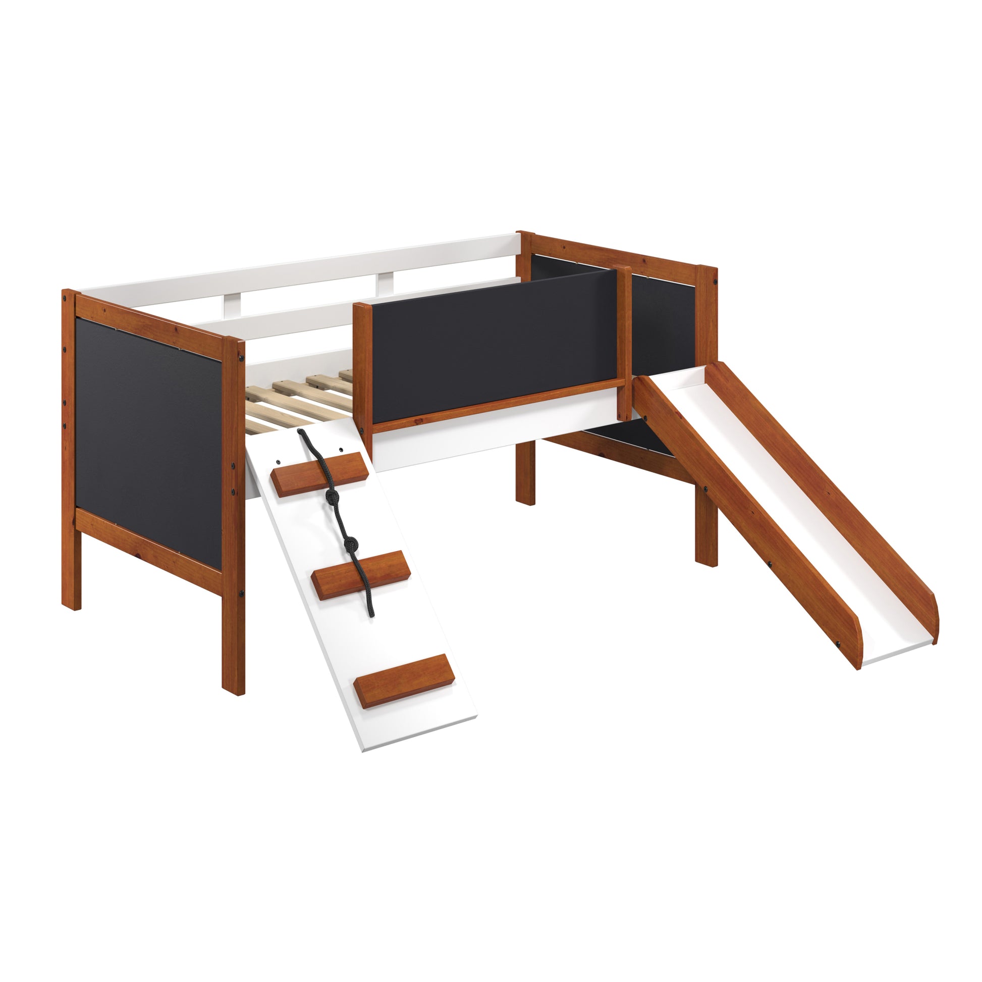 Cherry Oak And White Twin Loft Bed With Slide Box Spring Not Required Twin Cherry Wood Wood