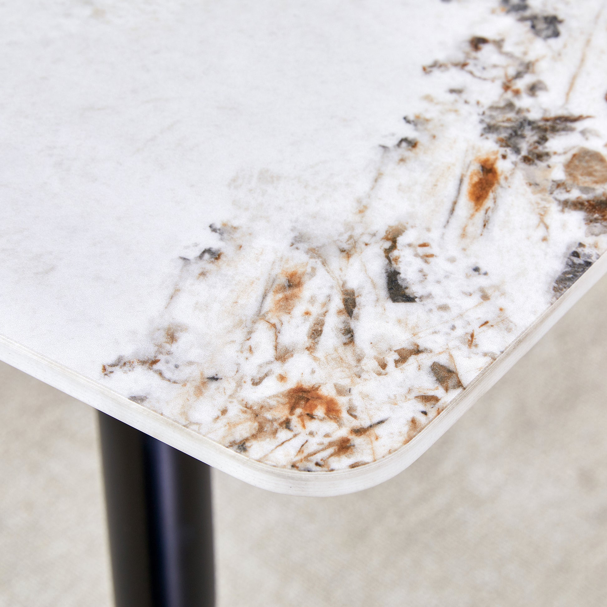 Table And Chair Set,Imitation Marble Texture Rock Board Table Top, Black Metal Table Legs, Stable And Beautiful. Modern Simple Dining Table, Comfortable Seating. White Gray Seats 6 Metal