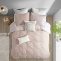 3 Piece Cotton Jacquard Duvet Cover Set King Pink Cotton