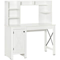 Homcom Farmhouse Computer Desk With Hutch And Cabinet, Home Office Desk With Storage, For Study, White White Particle Board