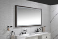 Bathroom Led Mirror Is Multi Functional And Each Function Is Controlled By A Smart Touch Button. Brown Aluminium