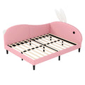 Full Size Upholstered Rabbit Shape Daybed, Sofabed With Rabbit Ear Headboard, Pink Full Pink Pu