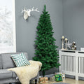 Homcom 7Ft Half Artificial Christmas Tree Holiday D Cor With 520 Branches, Auto Open, Steel Base, Green Green Plastic