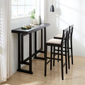 Bar Table,Bar Chair, Extra Long Entryway Table For Entryway, Hallway, Living Room, Foyer, Corridor, Rectangular Wood High Top Kitchen Dining Table, Black Matt Black Solid Wood Mdf