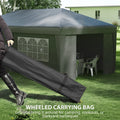 Outsunny 10' X 19.5' Pop Up Canopy Tent With Sidewalls, Height Adjustable Large Party Tent Event Shelter With Leg Weight Bags, Double Doors And Wheeled Carry Bag For Garden, Patio, Gray Gray Steel