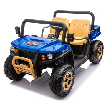 24V Xxxl Kids Ride On Utv W Parents Remote Control,Two Seater,Automatic Tipping Bucket,Rear Wheel Suspension,Slow Start,Portable Handle,Safety Belt,Led Light,Usb,Mp3,Bluetooth,Horn For Kids Aged 3 8. Blue 50 99 Lbs Polypropylene