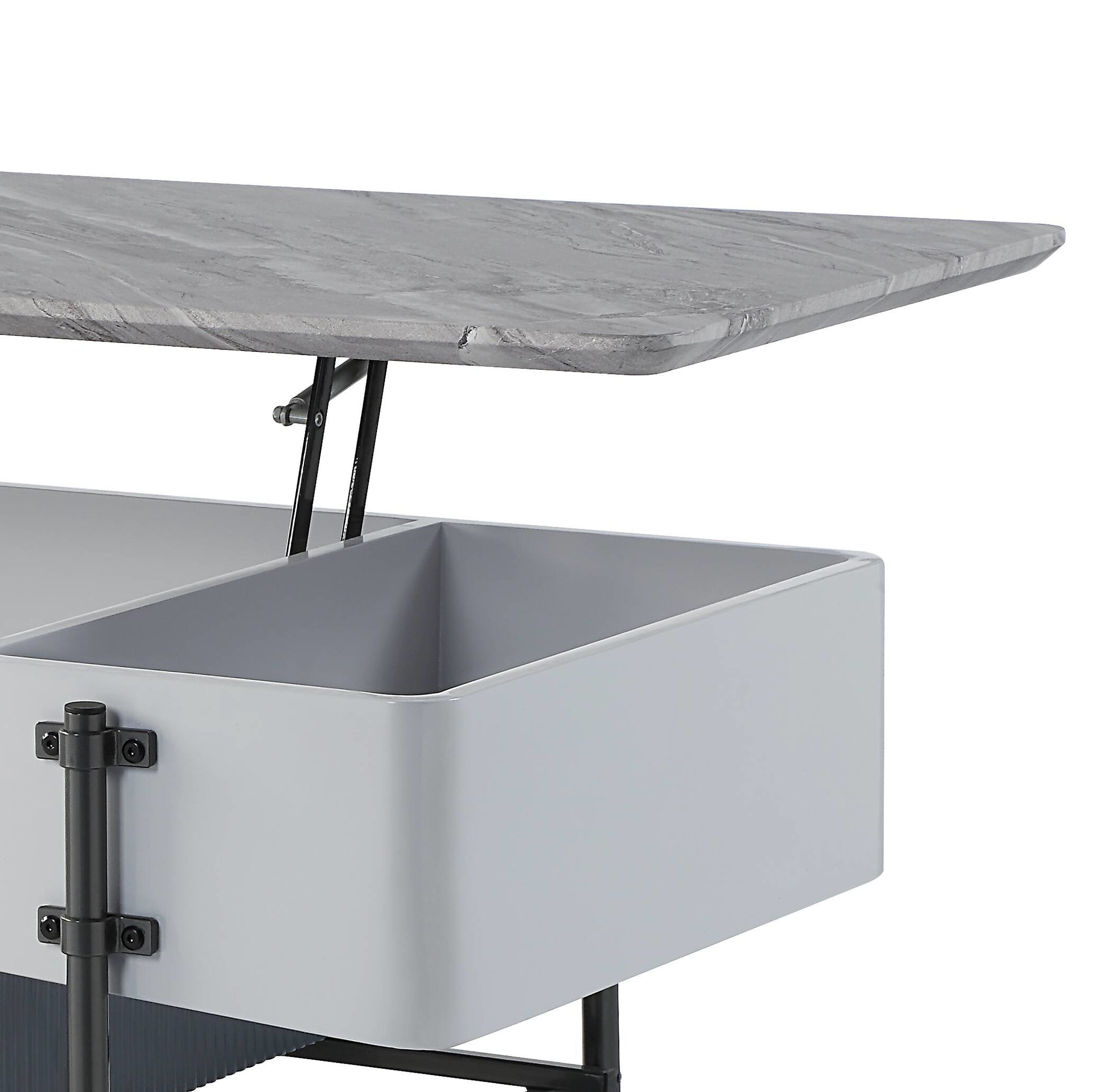 Grey And White High Gloss Coffee Table With Lift Top Grey White Primary Living Space Rectangular Wood Metal