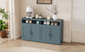 4 Door Classic Sideboard With Open Storage And Adjustable Shelves Perfect For Kitchens, Living Rooms Smoke Blue Smoke Blue Mdf