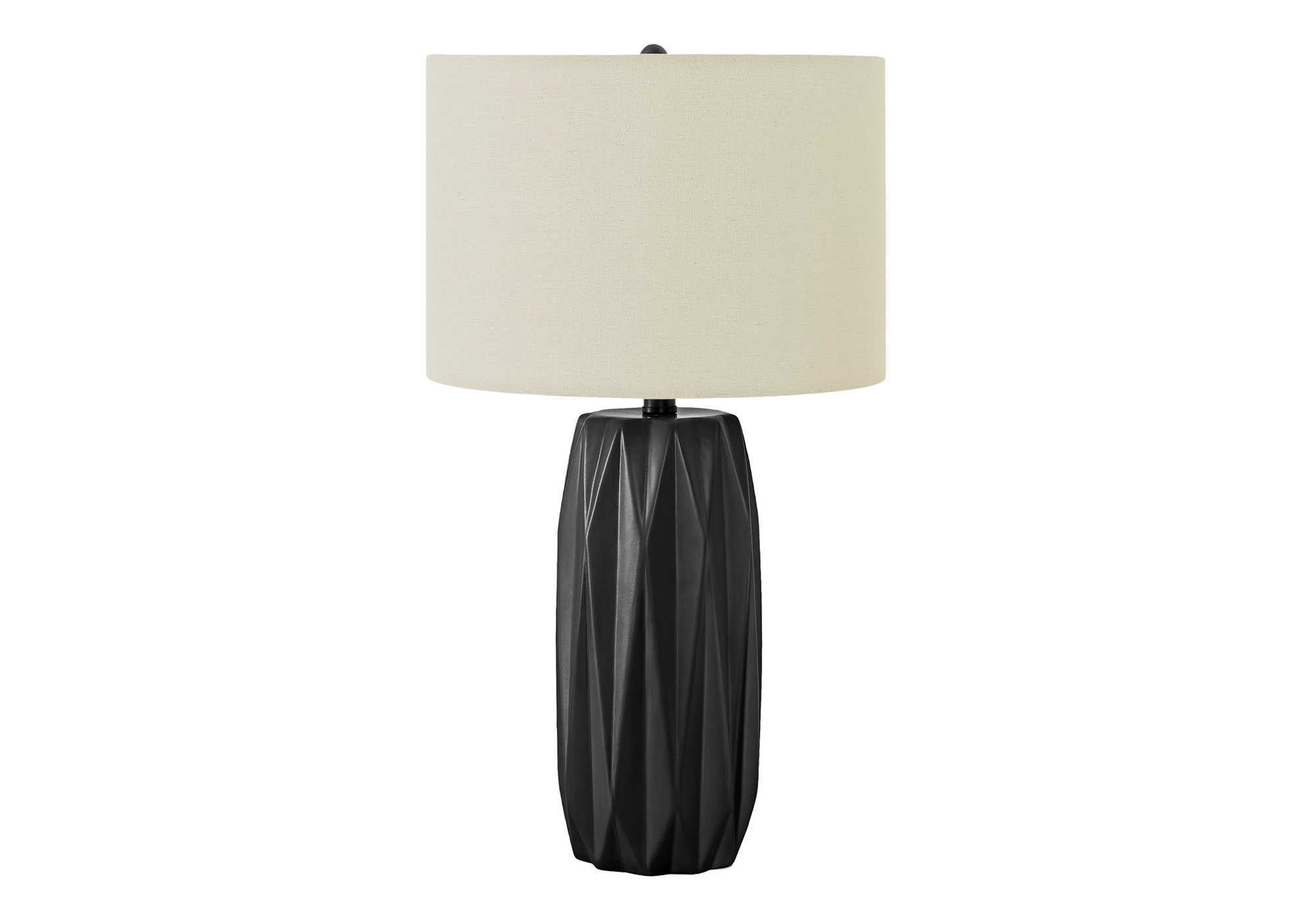 Lighting, 25"H, Table Lamp, Black Ceramic, Ivory Cream Shade, Contemporary Black Ceramic