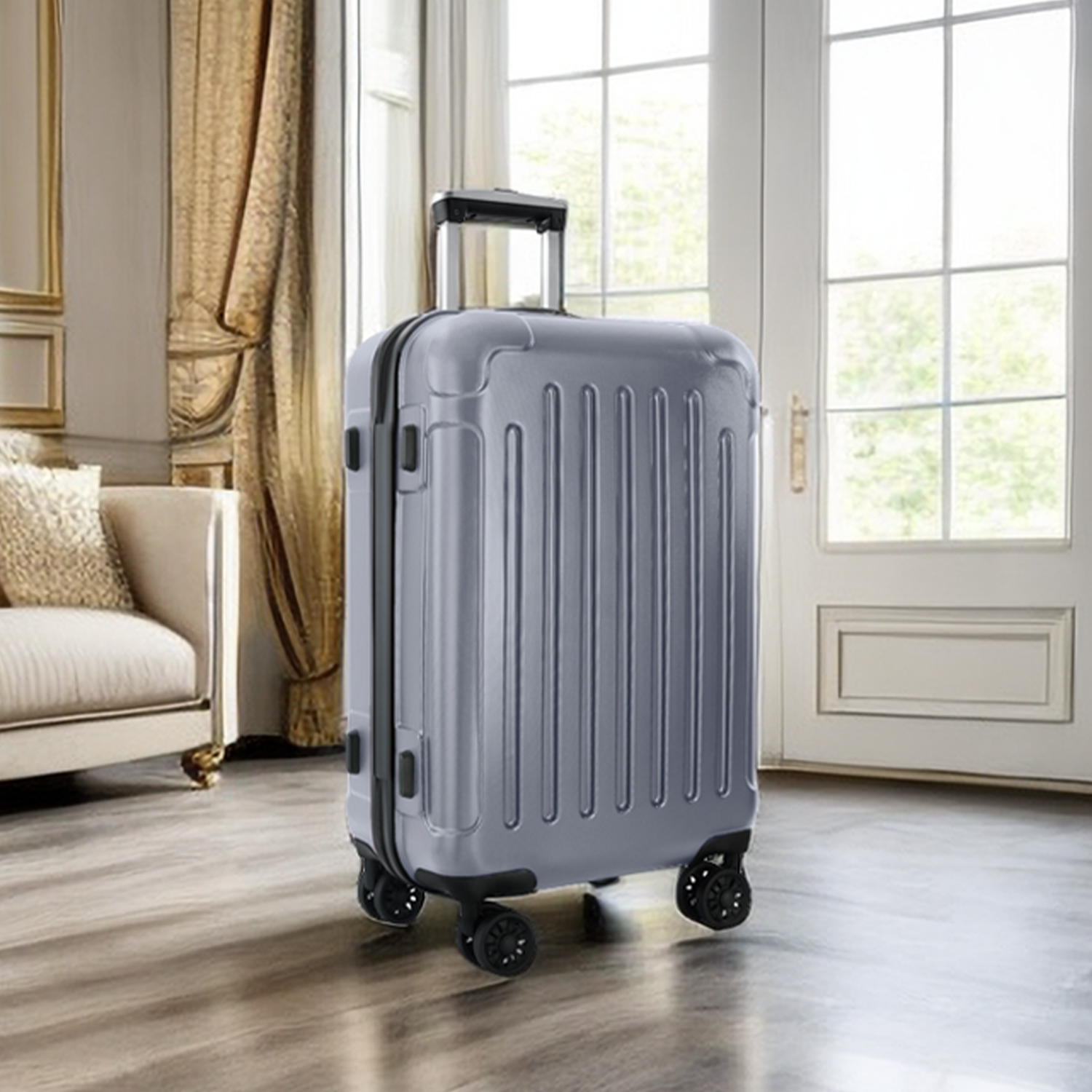 Luggage 3 Piece Sets With Spinner Wheels Abs Pc Lightweight 20 24 28 , Grey Grey Abs Pc