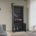 Montenegro Bar Cabinet, Double Door Cabinet, Five Built In Wine Rack, Three Shelves Smokey Oak Gray Kitchen Modern Particle Board Particle Board